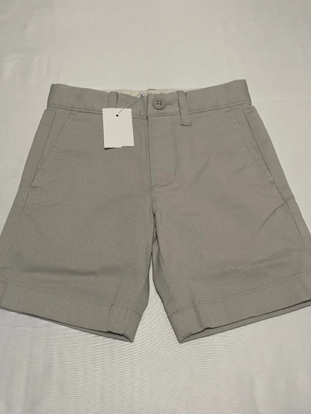 NWT Crewcuts Boys Gramercy Flex Chino Shorts Size 4 Stone Gray